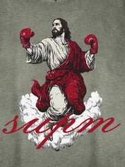 Canotta con grafica di Gesù che fa boxe