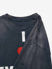 Distressed Graphic Ripped Long Sleeve Tee