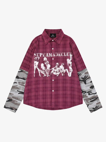 Camouflage Portrait Print Long-Sleeve Shirt
