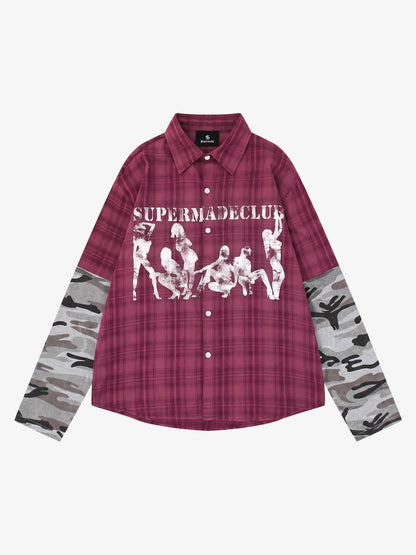 Camouflage Portrait Print Long-Sleeve Shirt