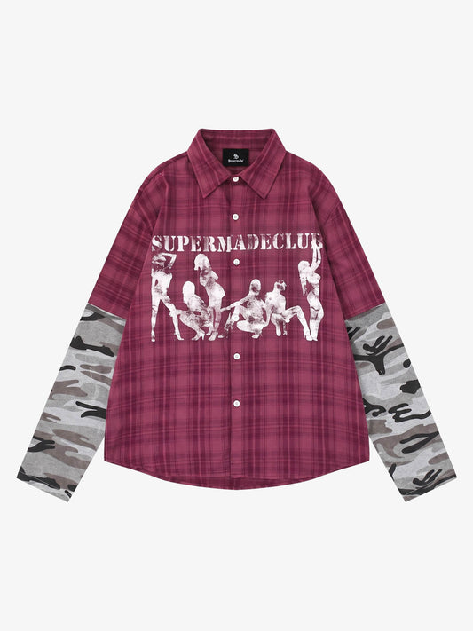 Camouflage Portrait Print Long-Sleeve Shirt