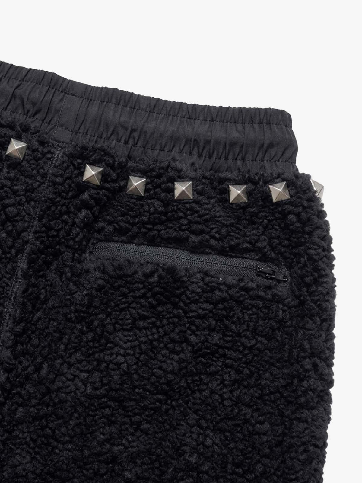 Plush Script Graphic Curved-Leg Pants