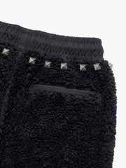 Plush Script Graphic Curved-Leg Pants