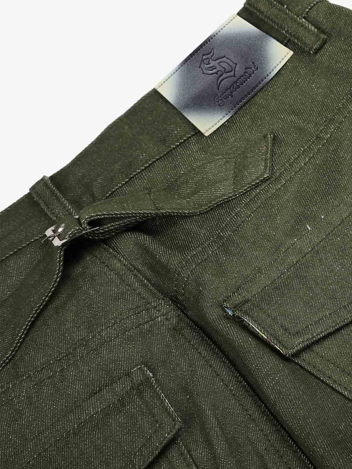 Button Detail Patchwork Jeans