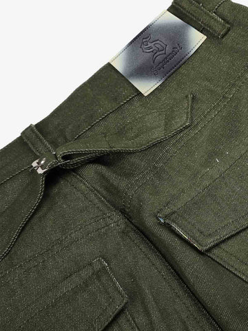 Button Detail Patchwork Jeans