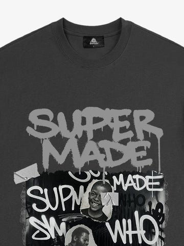 Streetwear Graffiti Character Collage Graphic T-Shirt 