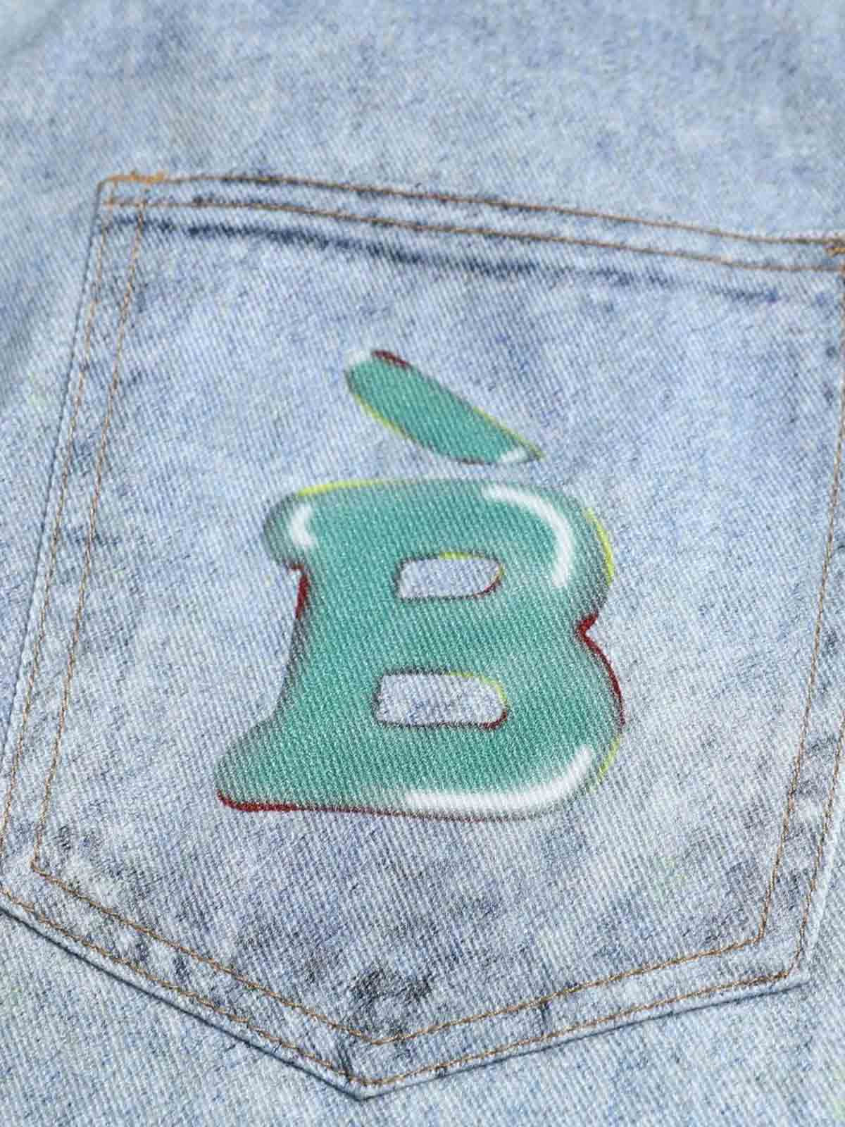 Denim Wide Leg Jeans with Dalmatian Print and Studs, Distressed Design for Streetwear Fashion 