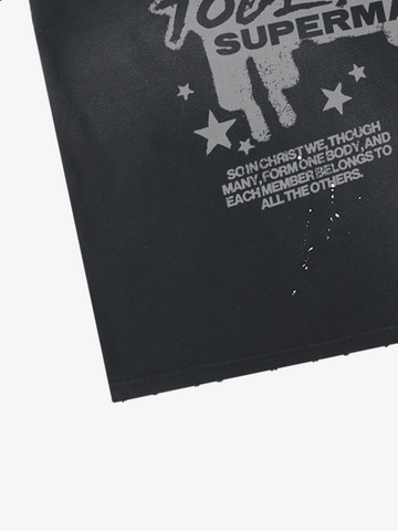 Portrait Graphic Ink Splatter Washed Tee