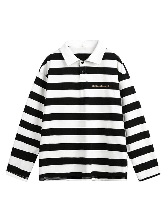 Striped Detachable Fur Collar Long-Sleeve T-shirt - 2397 