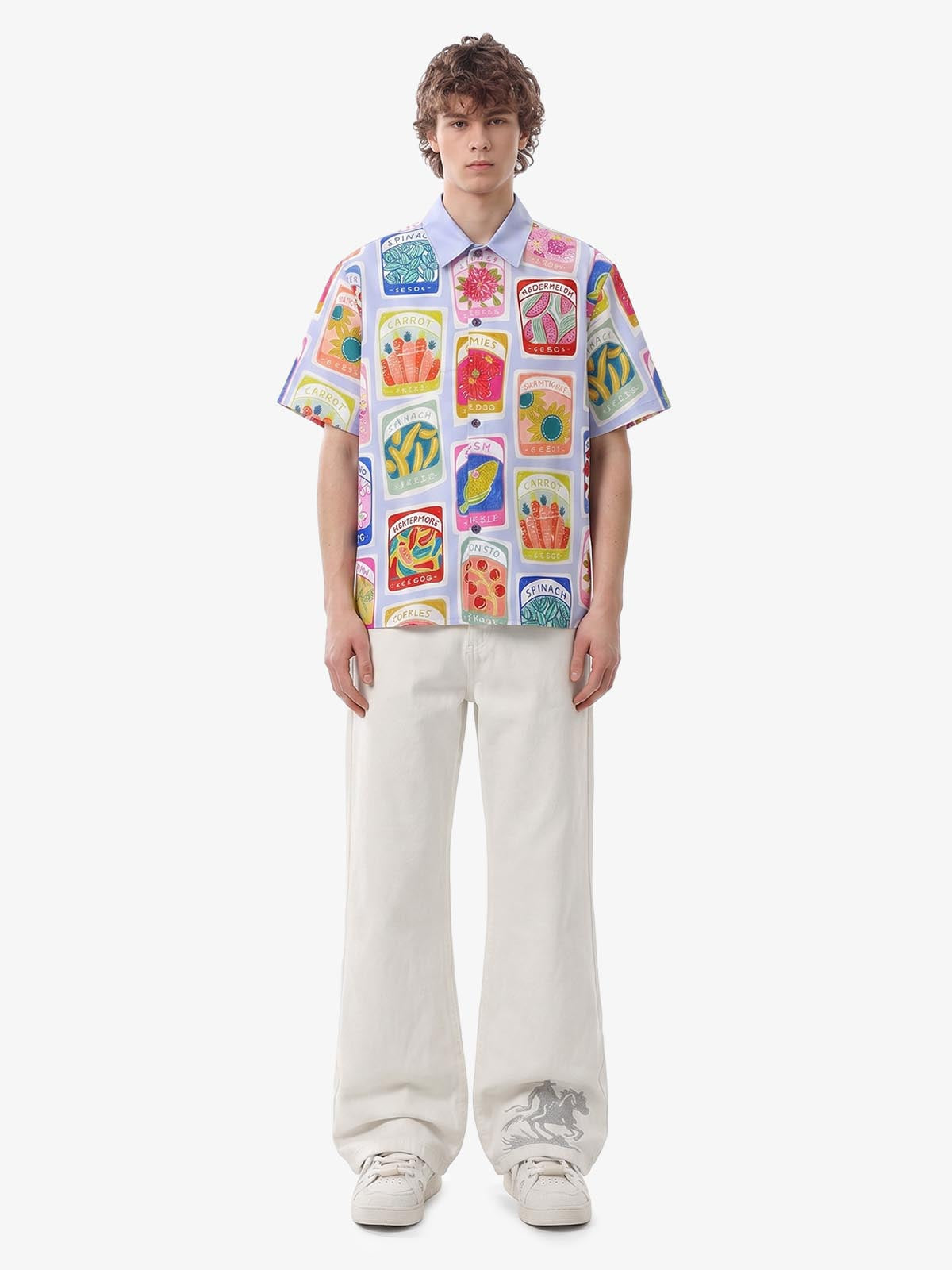 Vintage Seed Packet Camp Collar Boxy Shirt 