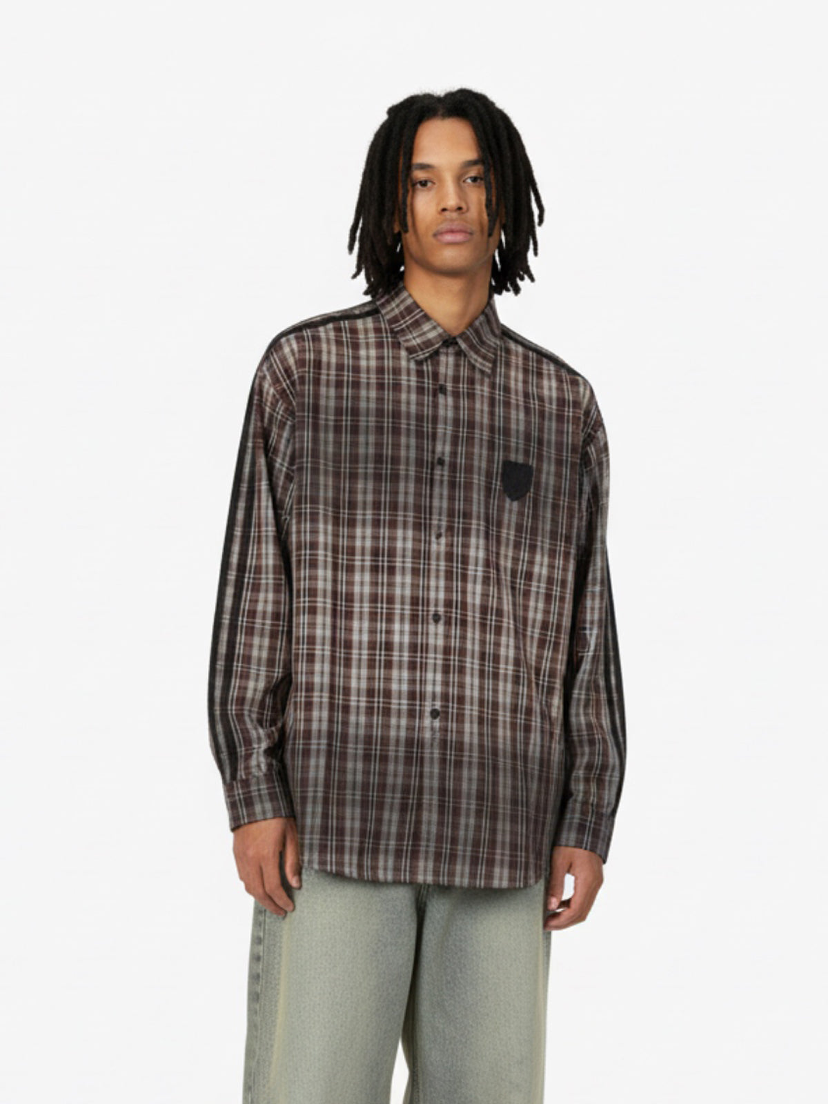 Vintage Distressed Patchwork Star Plaid Shirt 