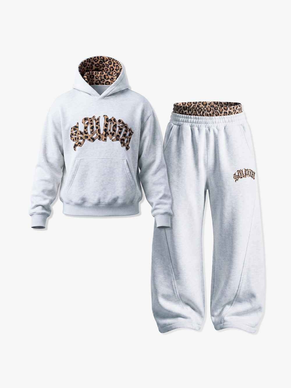 Leopard Patchwork Hoodie & Trousers Set