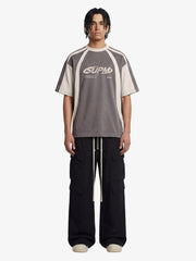 Jersey Deconstructed Contrast Color Stitching Print T-shirt - 2407 