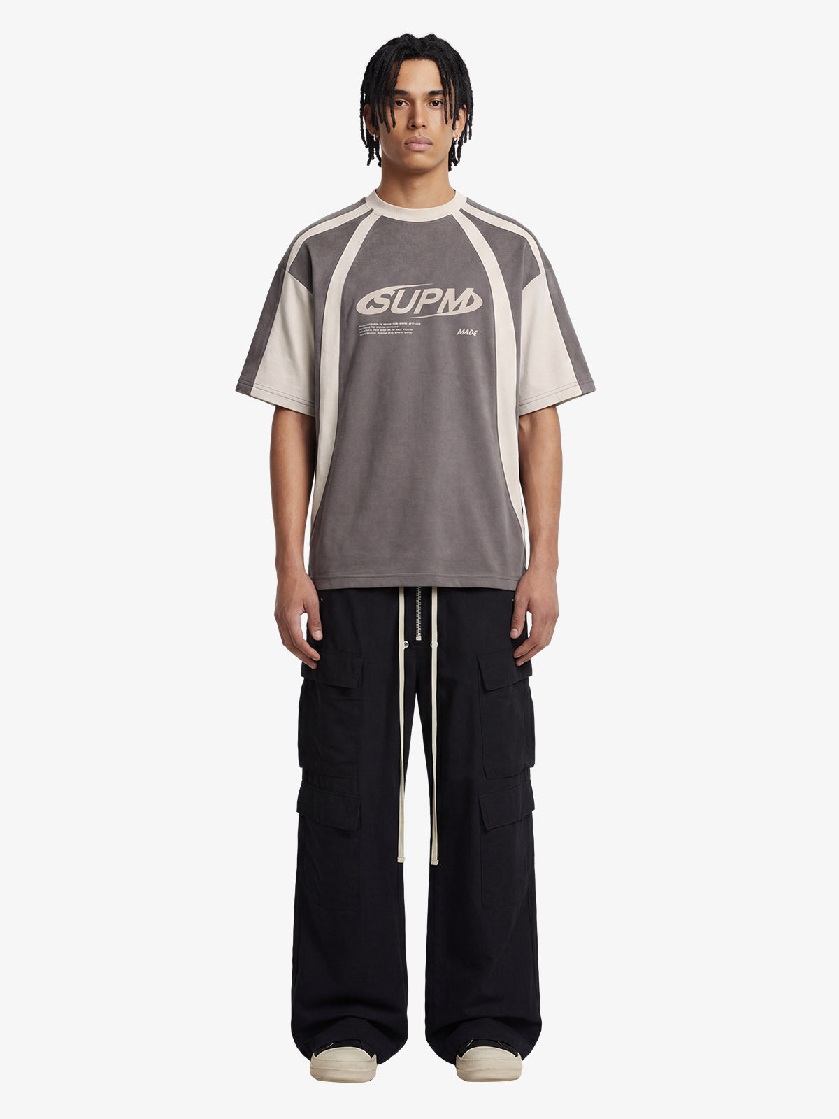 Jersey Deconstructed Contrast Color Stitching Print T-shirt - 2407 