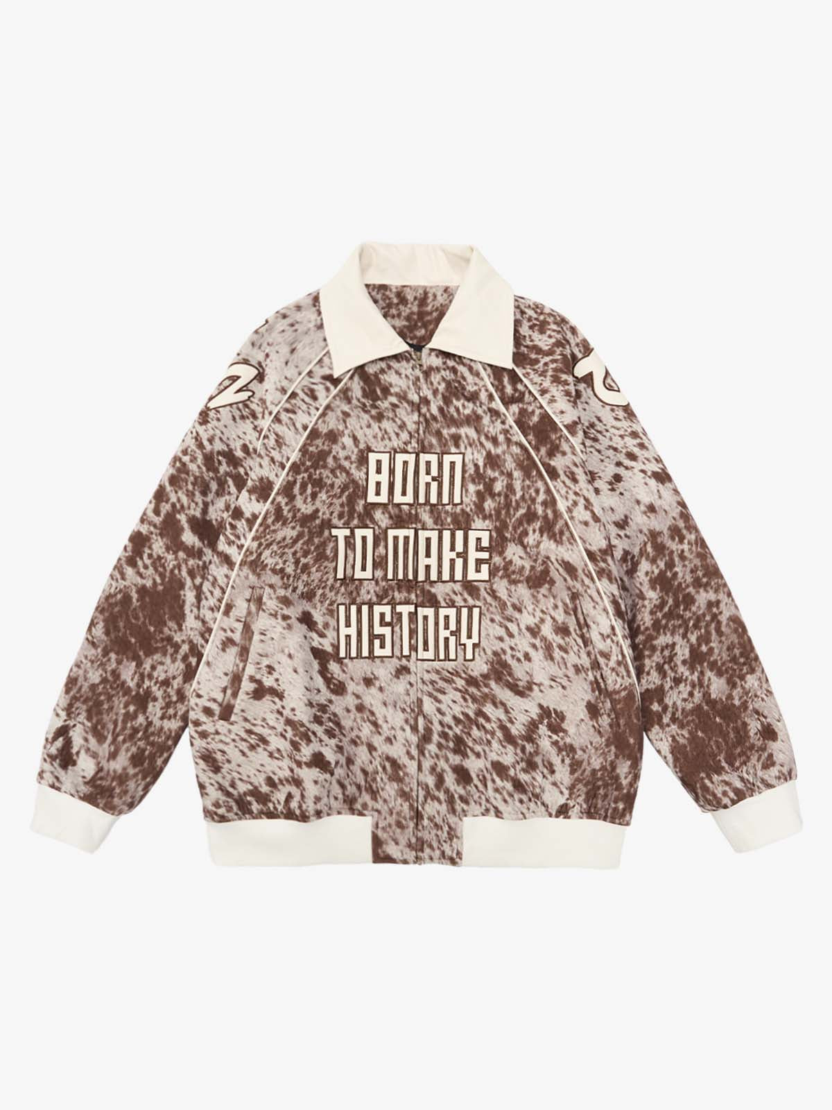 Retro Statement Snow Leopard Fleece Jacket 