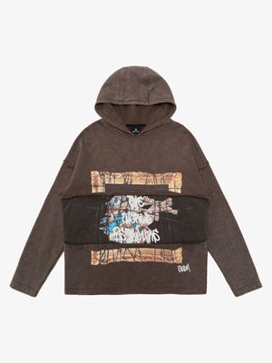 Distressed Thorn Destruction Painting Hooded Sweatshirt 
