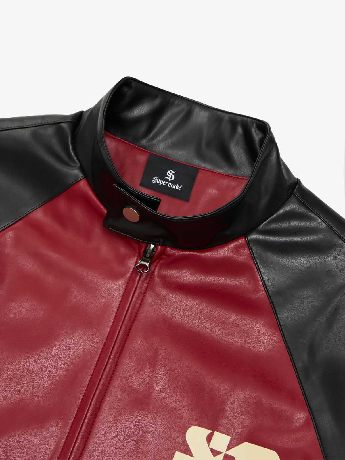 Original Contrast Color Leather Jacket - 2565 