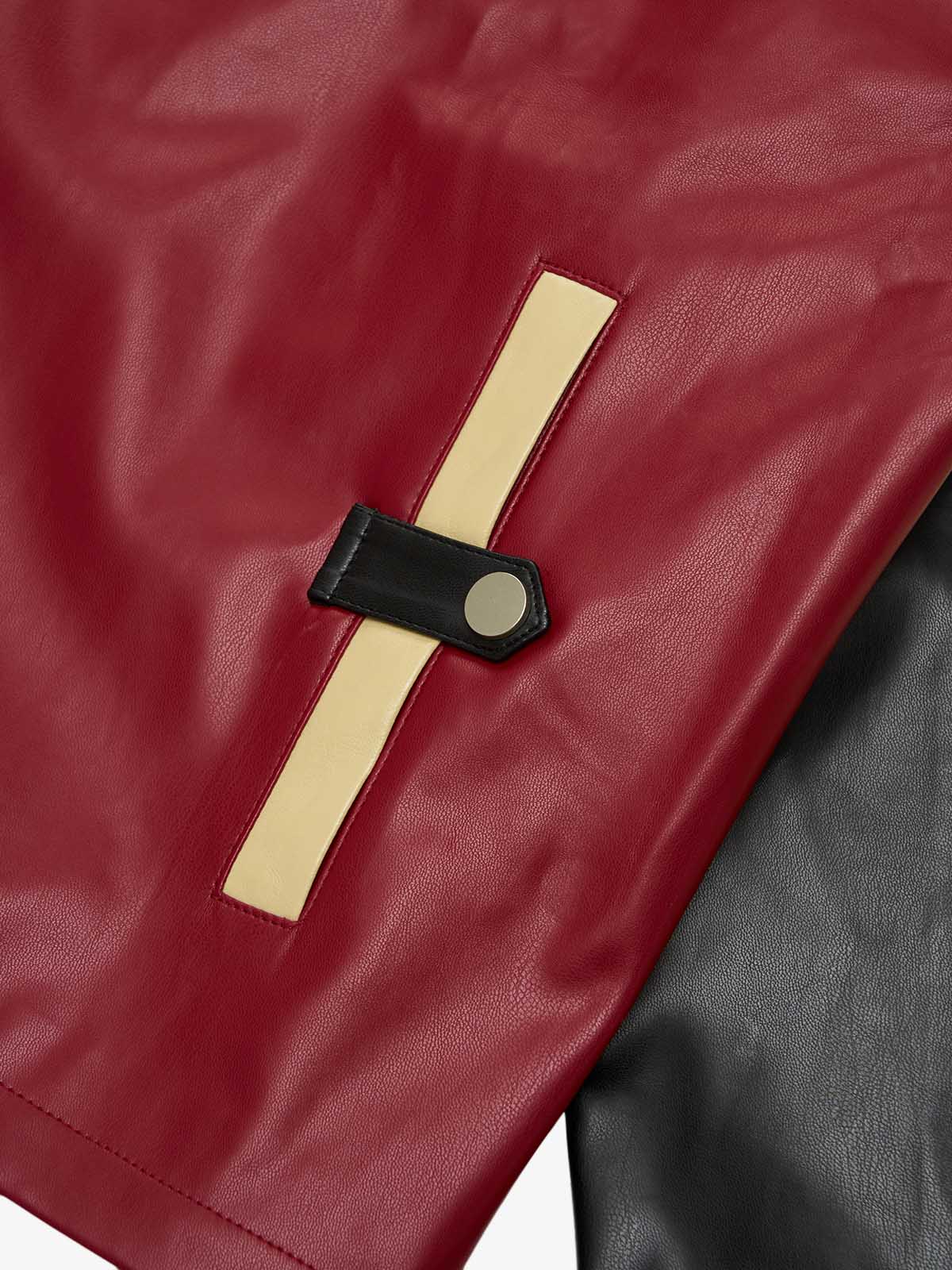 Original Contrast Color Leather Jacket - 2565 
