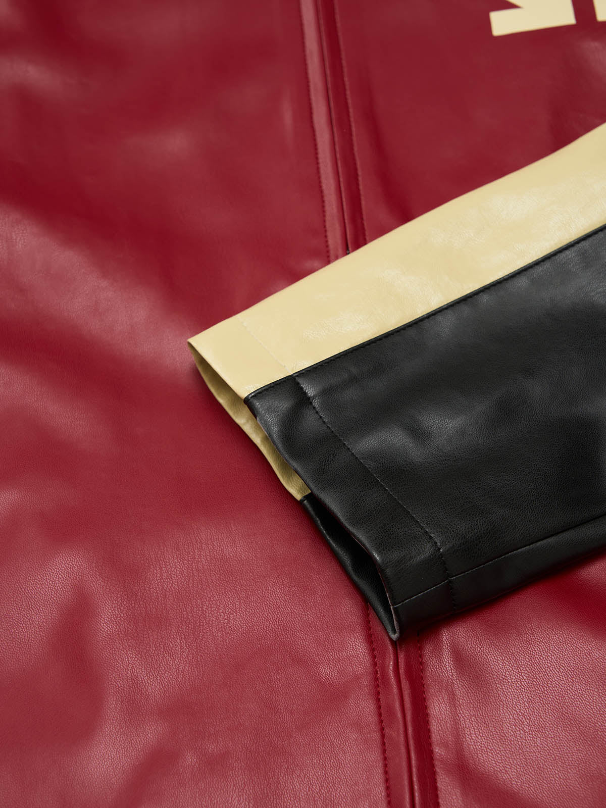 Original Contrast Color Leather Jacket - 2565 