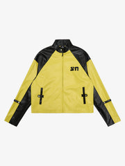 Original Contrast Color Leather Jacket - 2565 