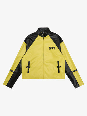 Original Contrast Color Leather Jacket 