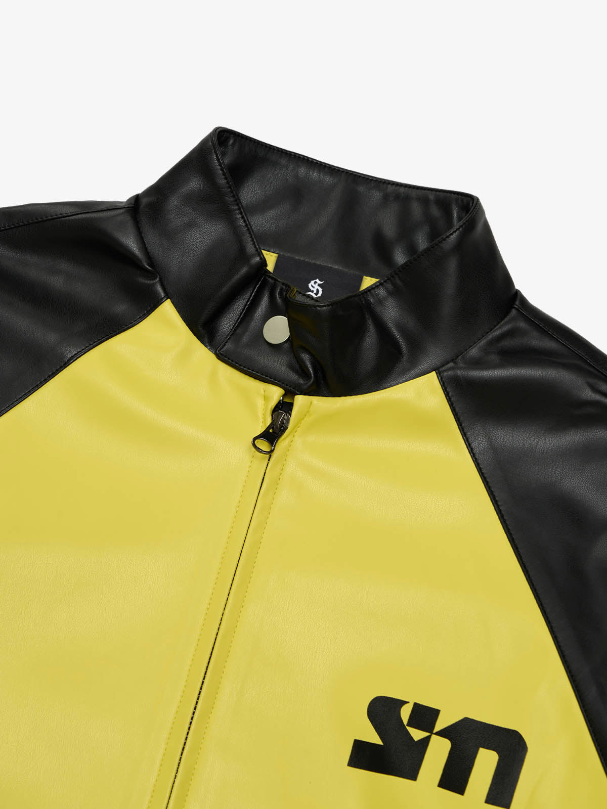 Original Contrast Color Leather Jacket - 2565 