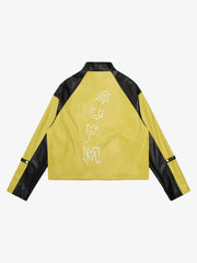 Original Contrast Color Leather Jacket - 2565 