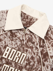 Retro Statement Snow Leopard Fleece Jacket 