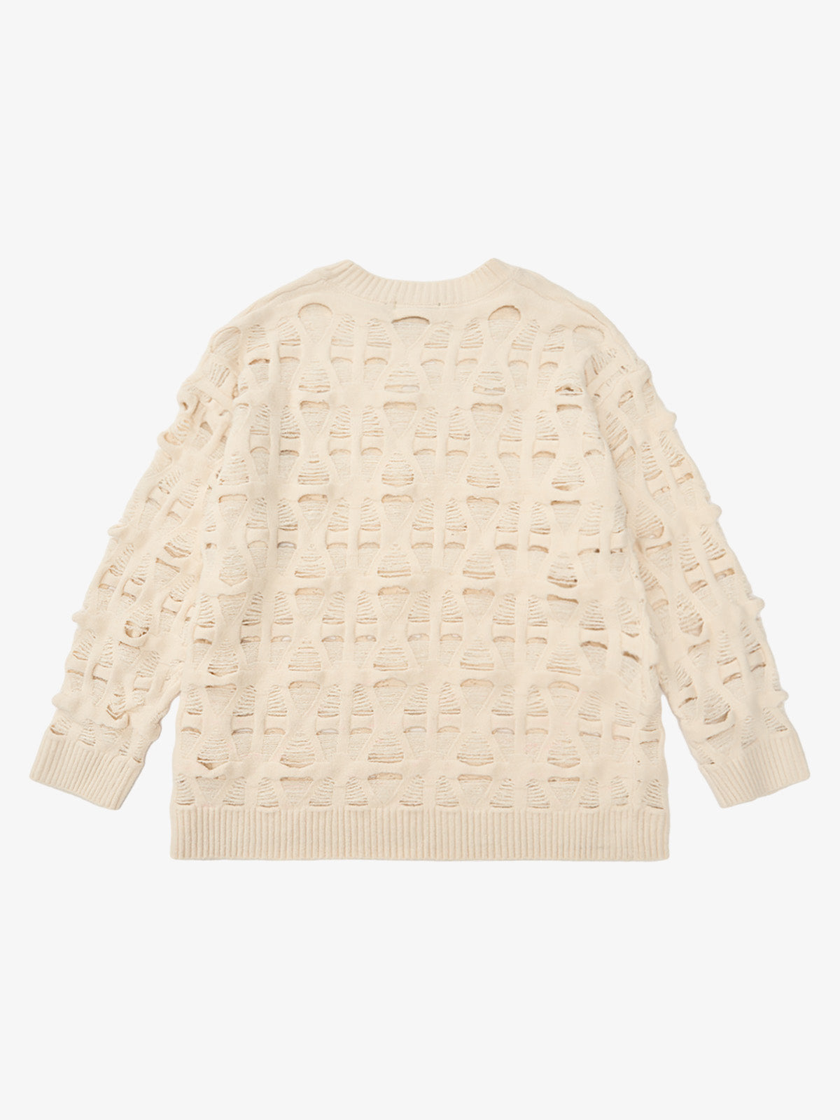 Ripped Openwork Crewneck Sweater 