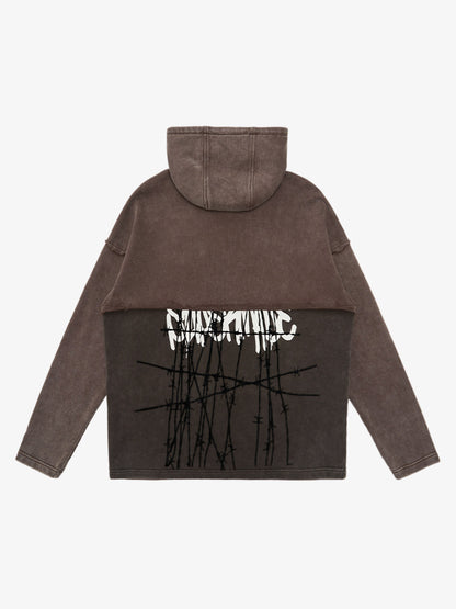 Distressed Thorn Destruction Painting Hooded Sweatshirt 