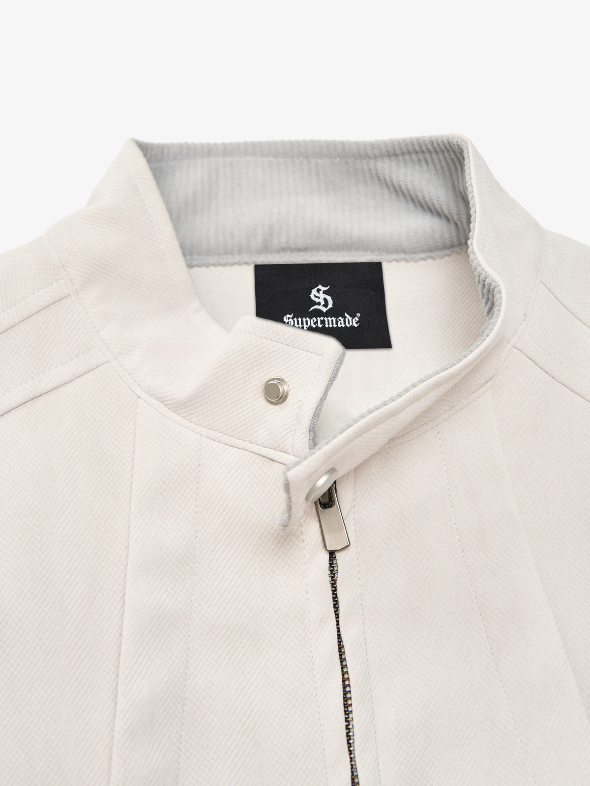 Deconstructed Split Stand Collar PU Leather Jacket 