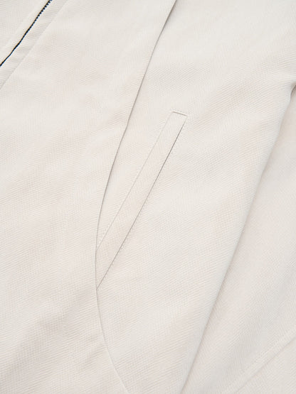 Deconstructed Split Stand Collar PU Leather Jacket 