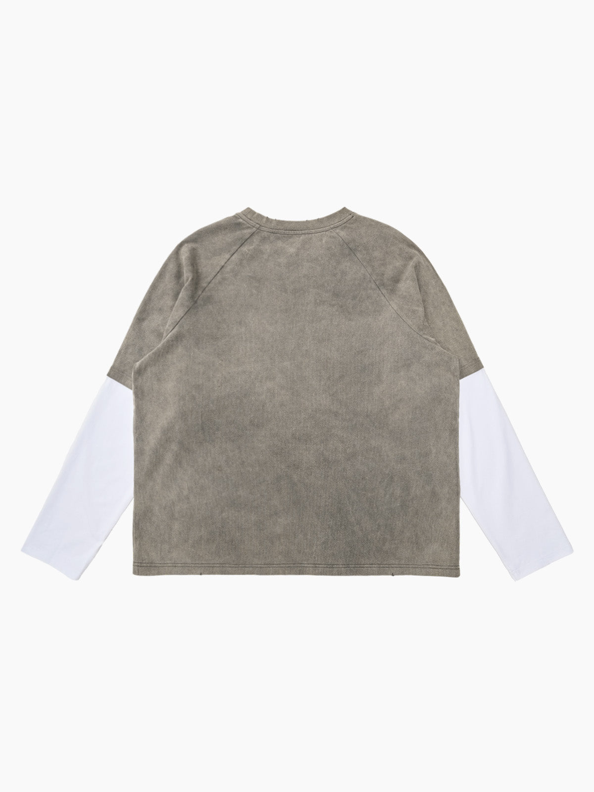 Original Retro Contrast Color Faux Two-Piece Long-Sleeved T-Shirt 