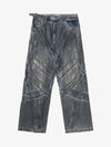 Vintage Washed Distressed Multi-Structure Patchwork Jeans 