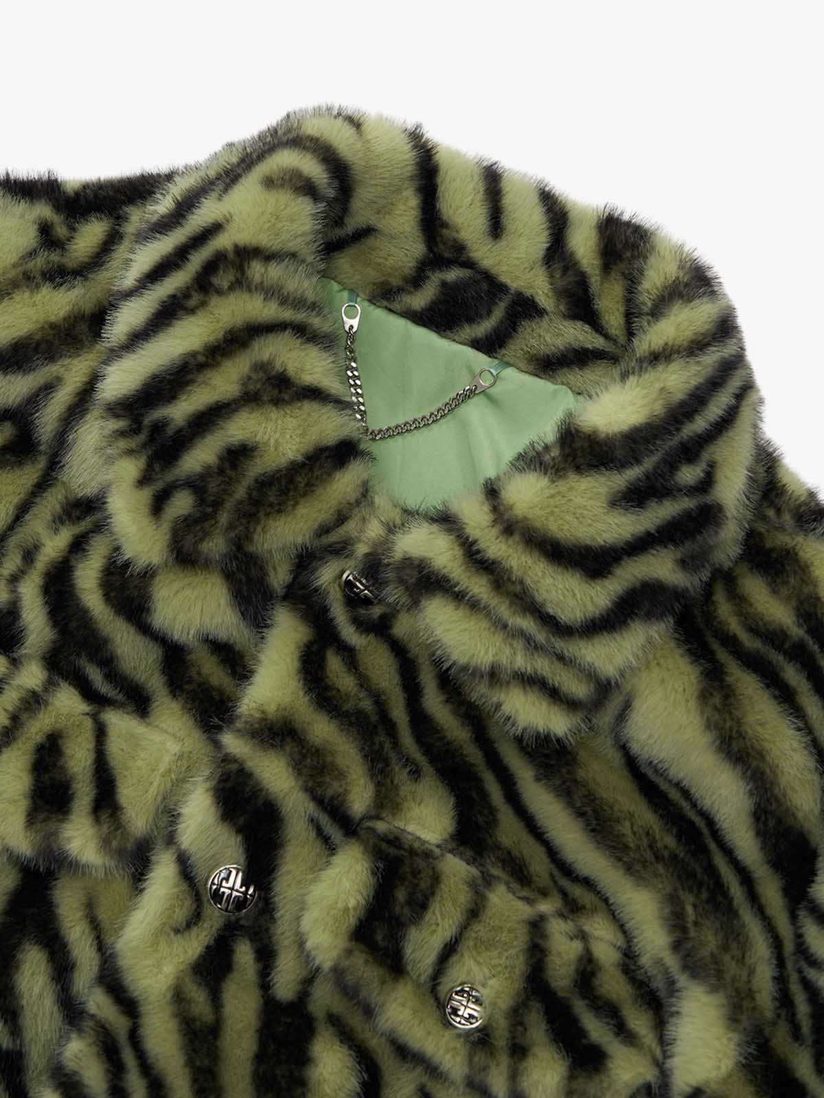 Vintage Striped Fur Thick Fleece Jacket 