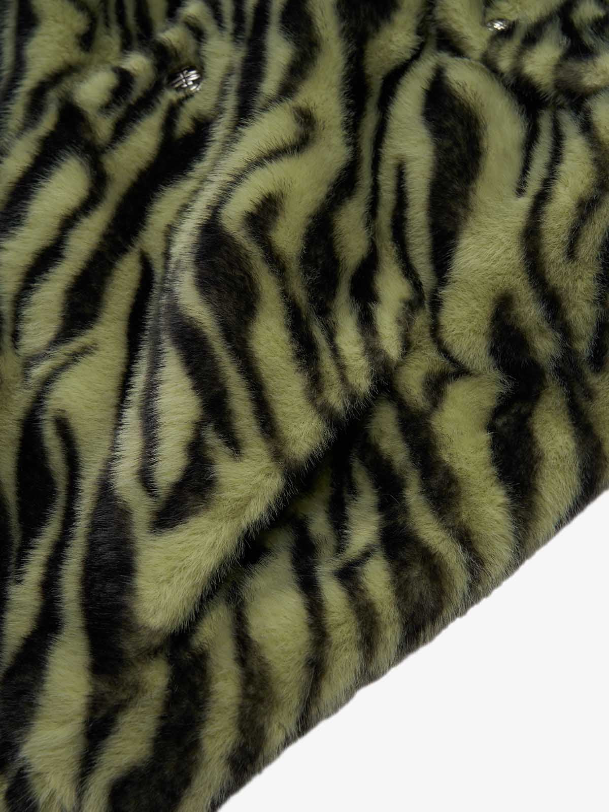 Vintage Striped Fur Thick Fleece Jacket 