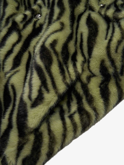 Vintage Striped Fur Thick Fleece Jacket 