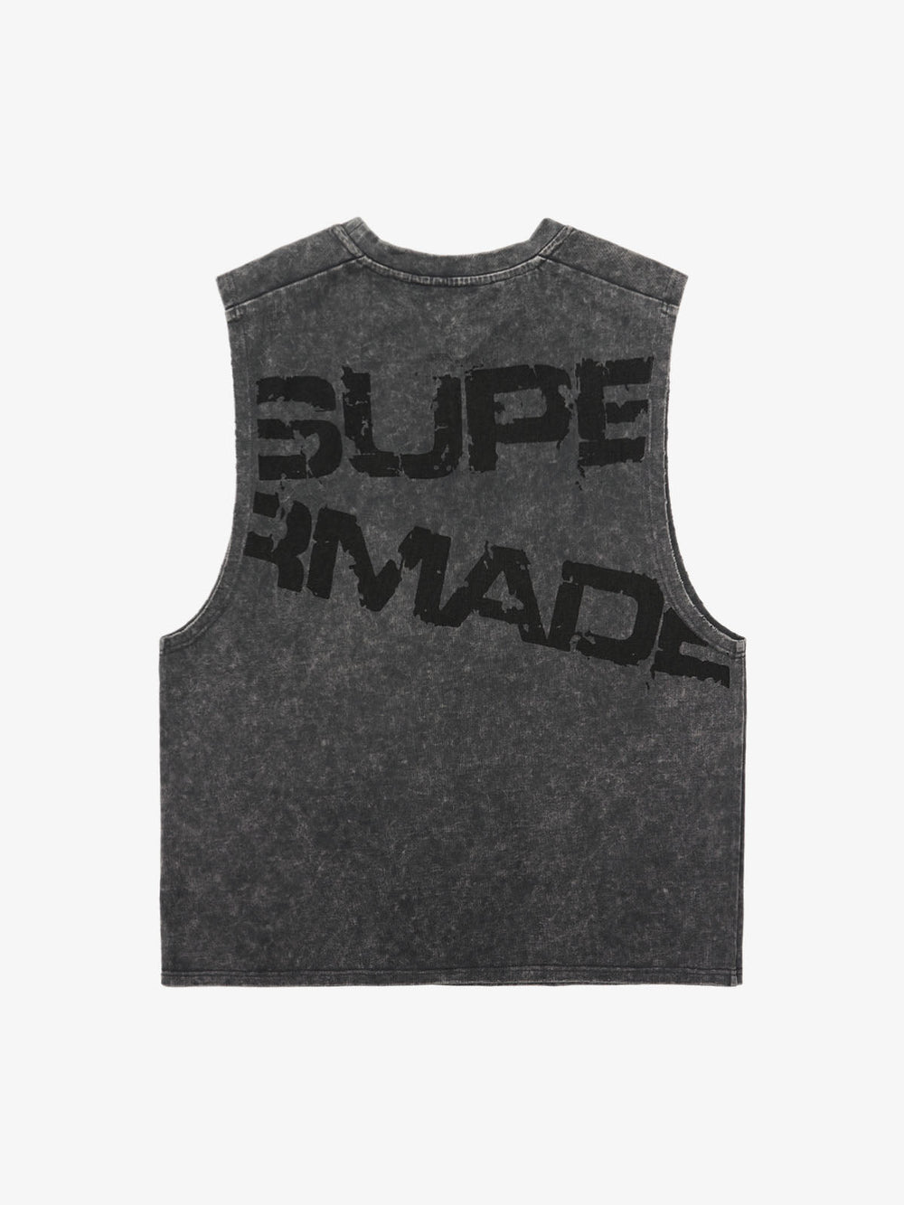 Cross-Print Distressed Washed Vest 