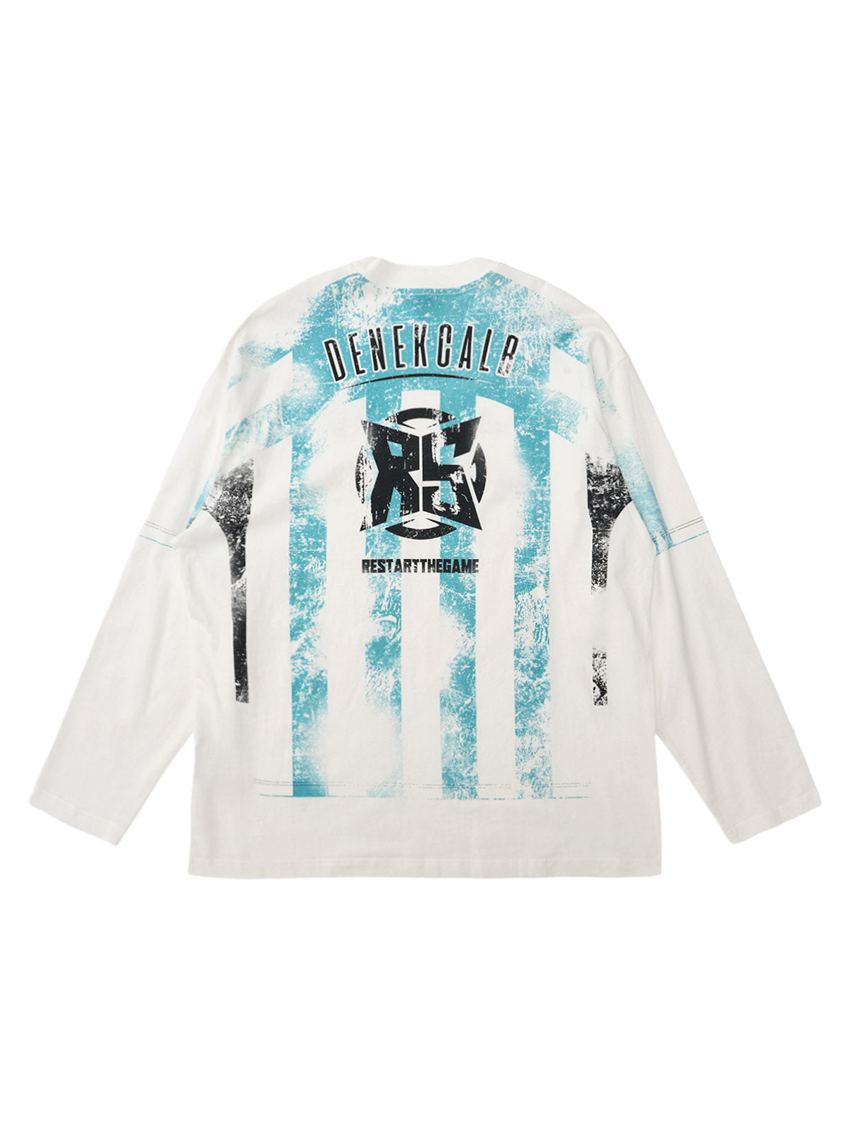 Retro Mottled Striped Badge Print Long Sleeve T-Shirt 
