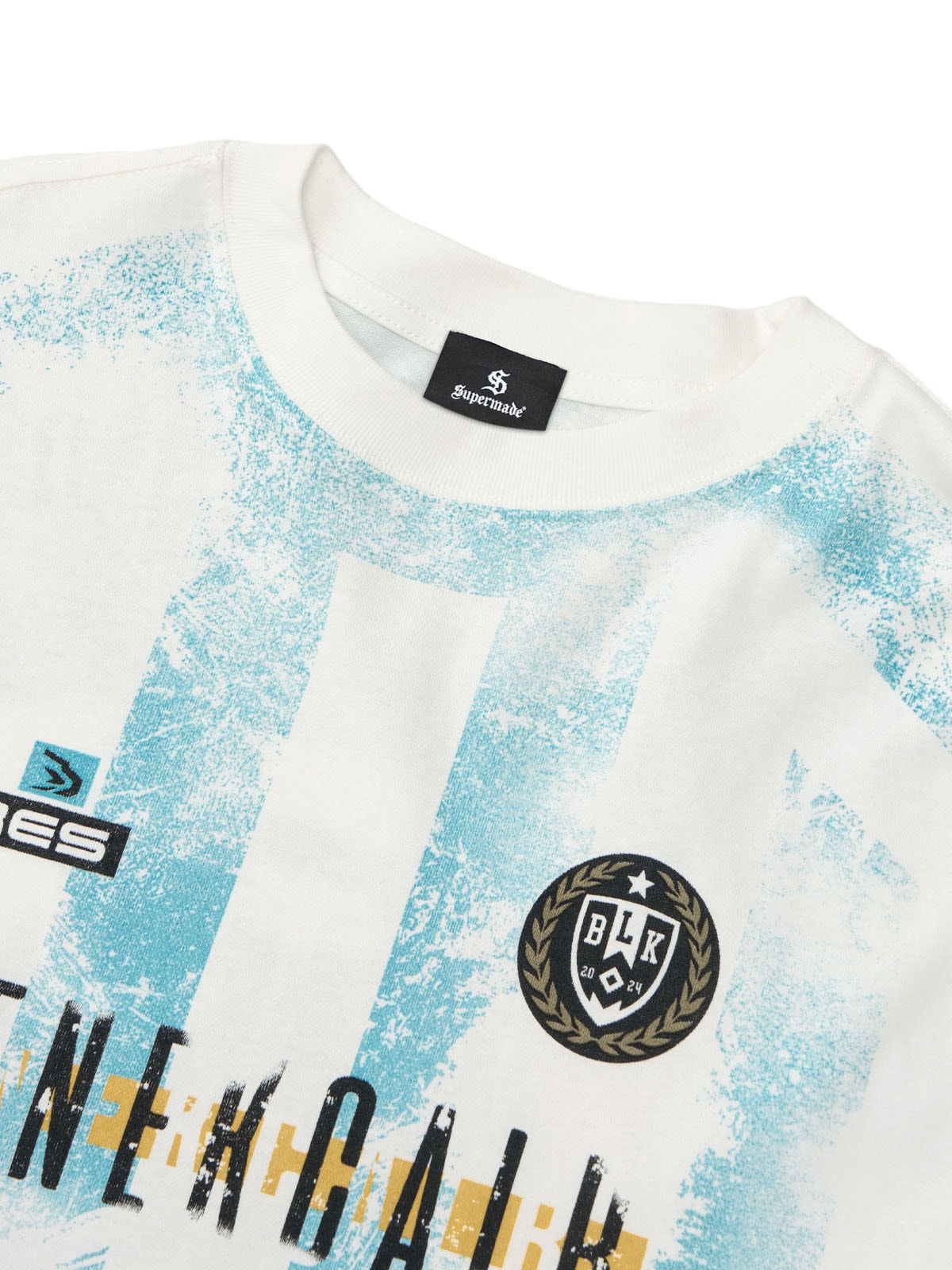 Retro Mottled Striped Badge Print Long Sleeve T-Shirt 