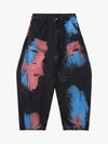 Vintage Tie-Dye Contrast Color Ripped Barrel Jeans 