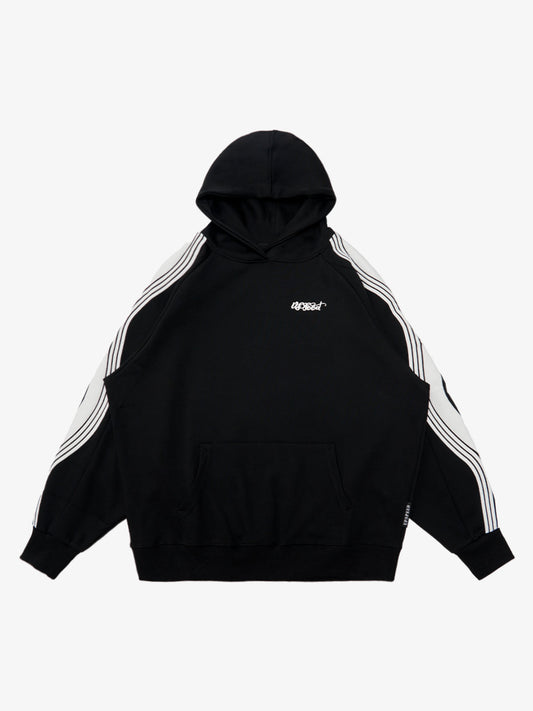 Street Arc Stripe Patchwork Hooded Casual Suit 