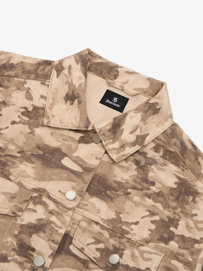 Camouflage Multi-Pocket Work Denim Jacket 