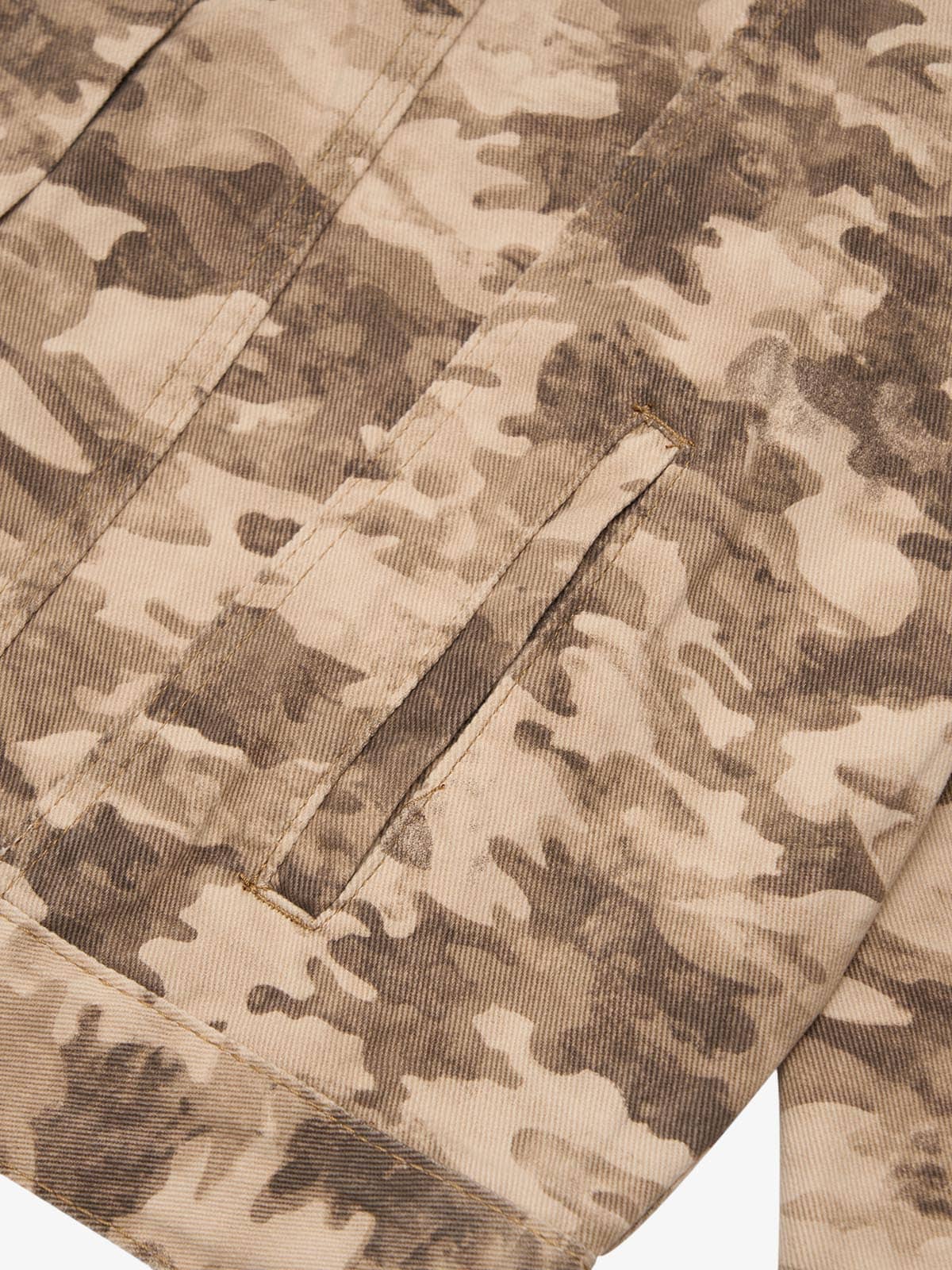 Camouflage Multi-Pocket Work Denim Jacket 