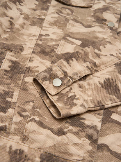 Camouflage Multi-Pocket Work Denim Jacket 