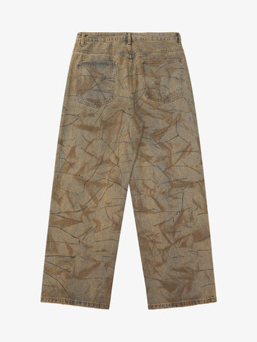 Vintage Washed Distressed Copper-Dyed Jeans 