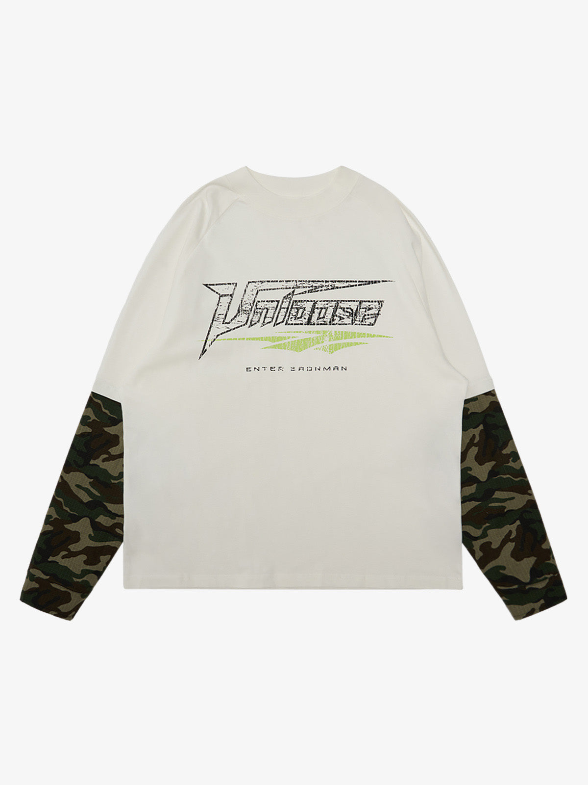 Fake Two-Piece Camouflage Patchwork Long Sleeve T-Shirt 
