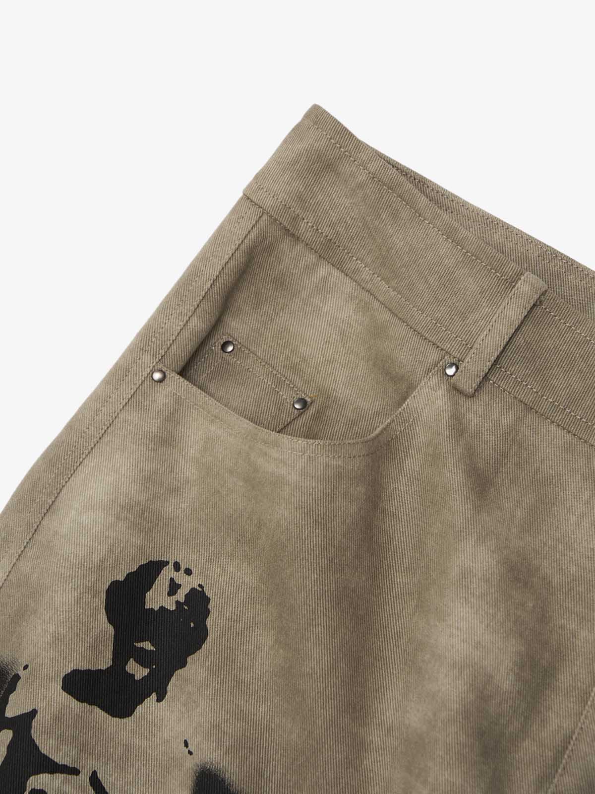 Original Large Cross Angel Print Distressed Jeans - 2552 