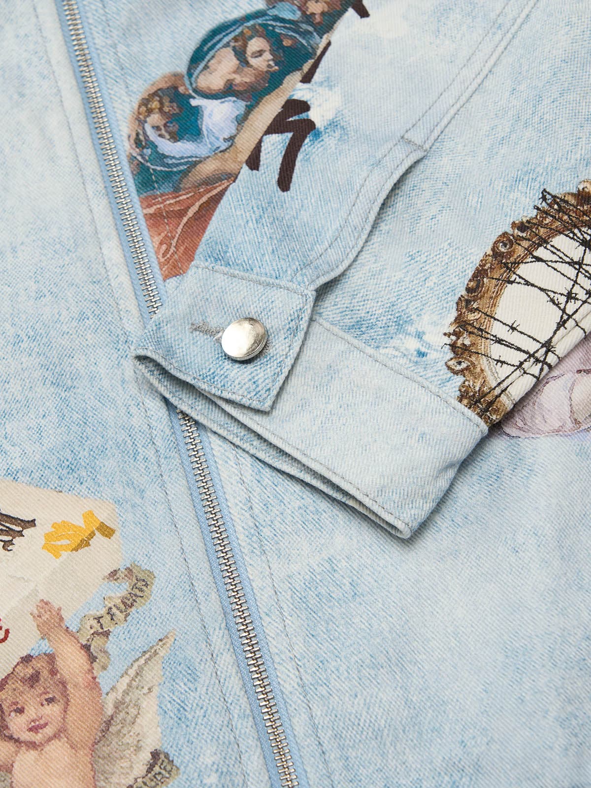 Artistic Graffiti Print Denim Jacket and Pants Set 