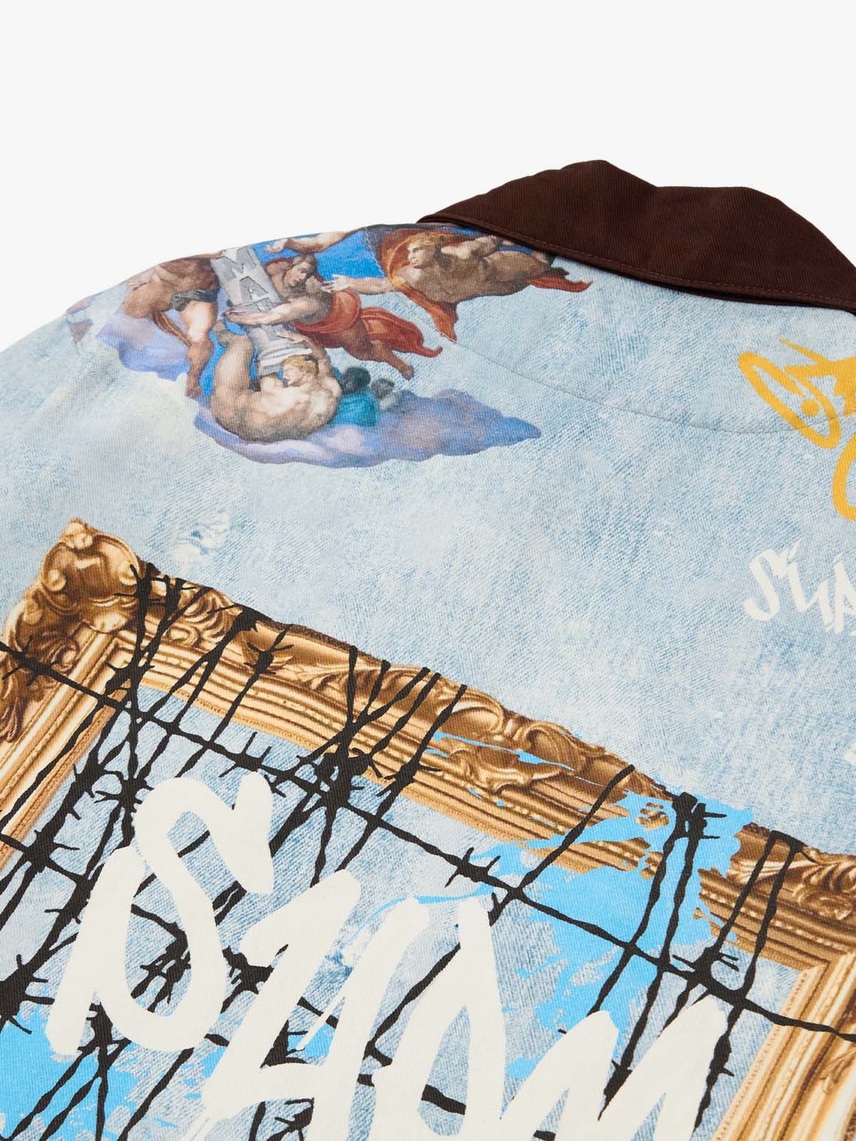 Artistic Graffiti Print Denim Jacket and Pants Set 